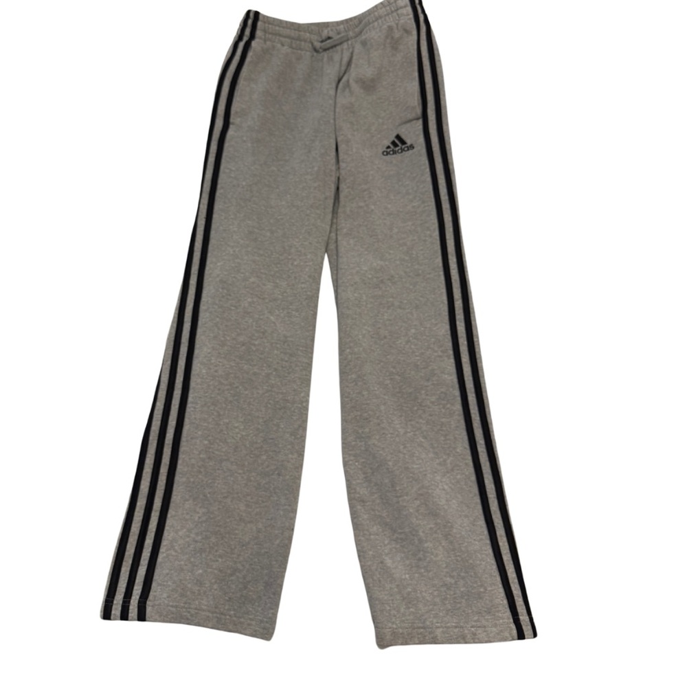 Adidas Gray and Black Sweatpants with Signature Stripes